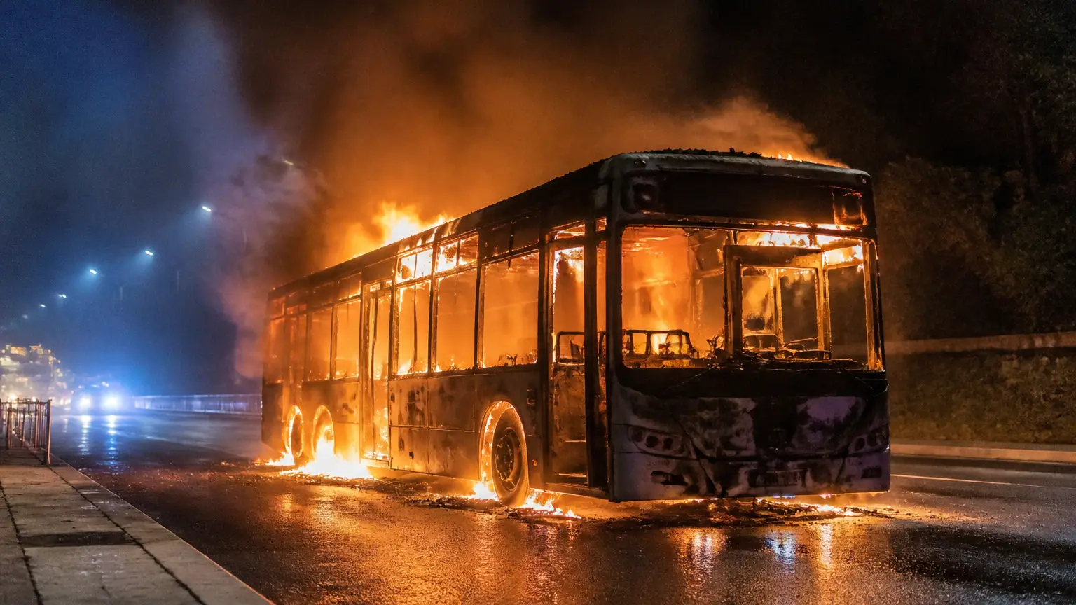 Autobus in fiamme nella notte in via di Malafede: nessun ferito