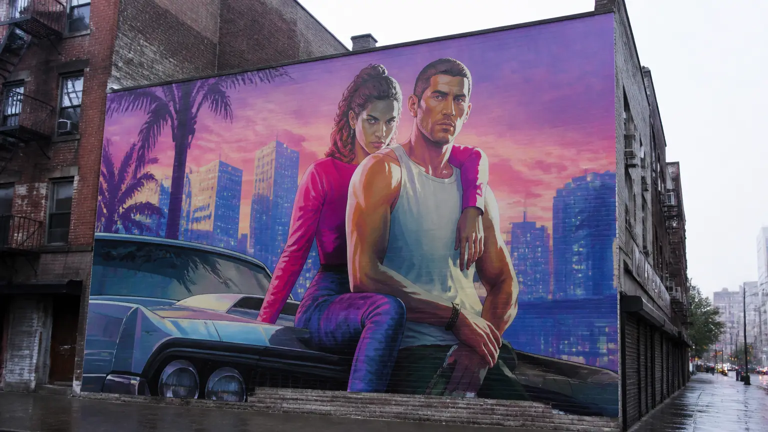 GTA 6 sbarca a New York: un gigantesco murale ritrae Jason e Lucia
